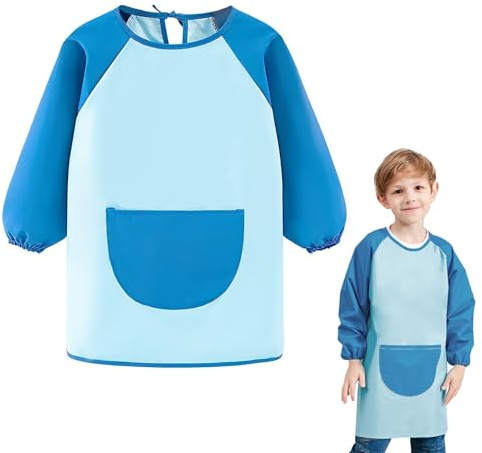 Funver Blouse Peinture Enfant, Blouses pour Enfants, Imperméable Tablier Peinture Enfant pour L'école Activités, Cuisine, Peinture, Coloriage Convient Aux Enfants de 5 à 12