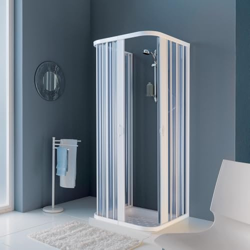 Siro - 3-sidig duschkabin 80 x 80 x 80 cm med fällbara dörrar i PVC Vit