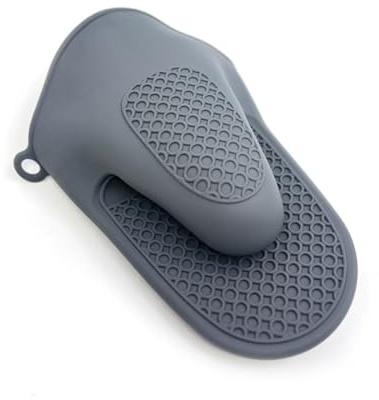 QIALAI Heat Resistant Silicone Oven Gloves, 230°C Kitchen Mitts, 20cm Long Non-Slip Thermal Insulation Gloves for Baking & Cooking, Modern Style (Grey)