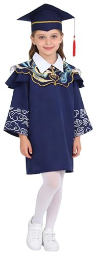 TSSOE Barn, flicka, 3 delar, nykinesisk klänning och kappa, med blommig hatt, kostym, diplom, blå, B 5–6 år