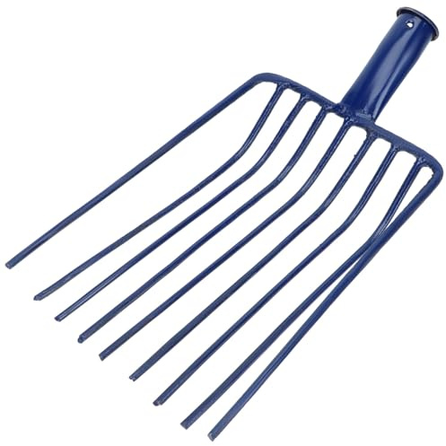 BAZEITFLOW Fourche à Neuf Dents en Acier Multifonction pour Jardinage et Barbecue, Outil sans Manche Compact, Râteau à Charbon et Râteau à Pierres, Utilisation Extérieure et Entretien