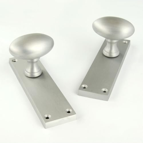 UNDERGROUND PARTS Satin Nickel Oval Round Door Knobs Handles on Backplate Matt Brushed Silver Chrome
