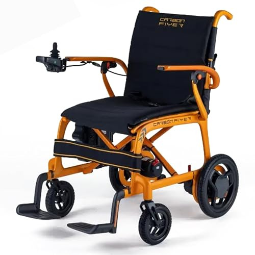 Monarch Mobility Carbon Flyer Electric Wheelchair – Ultra Lightweight Carbon Fibre Frame, Portable & Foldable, Dual Mode, Joystick Control, Compact for Seniors & Adults -9-Mile Range (Solar Orange)