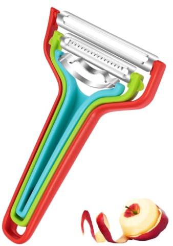 LEEQBCR Pelapatate Multifunzione 3 in 1 in Acciaio Inossidabile, Pelatore a Julienne per Verdure e Frutta, Utensile da Cucina Ergonomico Antiscivolo