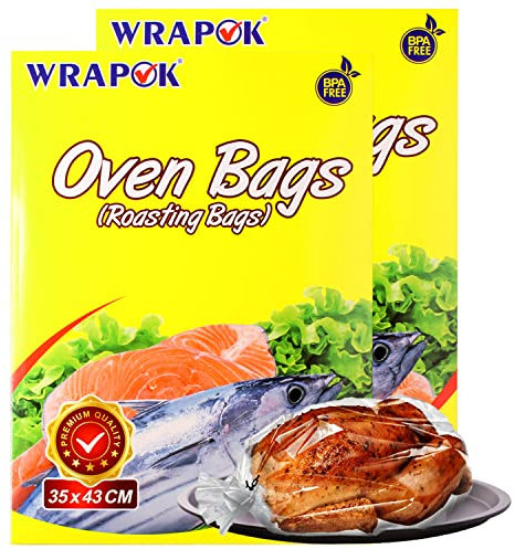 WRAPOK Sacchetti per forno da cucina e tacchino, di medie dimensioni, per arrostire, senza disordine, per pollo, carne, prosciutto, pollame, pesce, frutti di mare, verdure, 10 sacchetti (40 x 40 cm)