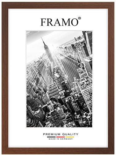 FRAMO Holz Bilderrahmen 84 x 110 cm nach Maß - Wenge Braun | Größe wählbar | inkl. entspiegeltes Acrylglas | Rahmen für Puzzle | Foto | Poster