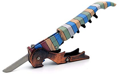 Pulltap's Genuine Collection Wood 900 Waiter's Corkscrew – Double-Hinged Wine Key with Sliding Foil Cutter – Patented Design – Made in Spain – Wood Color