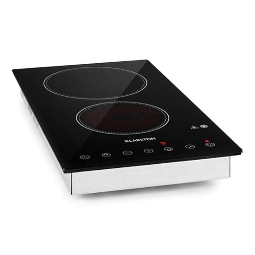 Klarstein Vitroceramic Hob, 3000 Vitroceramic Cooker, 2 Ring Electric Pan Hob, Free Standing Table Top Cookers, Modern VTC Heater Cooktops, Hot Plates for Cooking