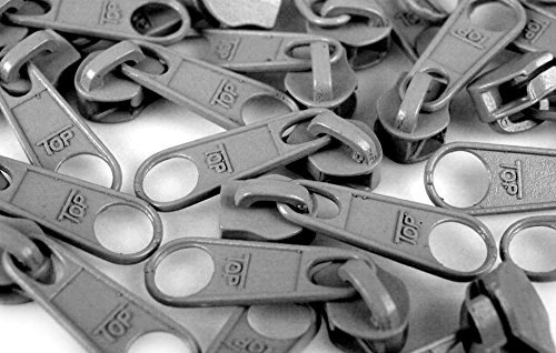 Schnoschi 15 Zipper Mittelgrau passend für endlos Reißverschluss mit 5 mm Laufschiene
