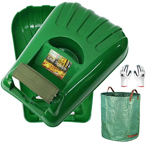 Gardzen Large Leaf Scoop Hand Rakes, Debris and Yard Waste Removal, Comes with 72 Gallon Garden Bag, Work Gloves, Protective Pads(Green)