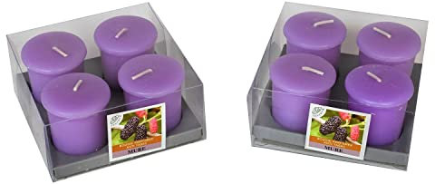 Set di 8 candele votive decorative profumate, antitabacco, consegnate nella loro scatola, per la decorazione dell'interno della vostra casa e per creare un ambiente. Viola, profumo da parete 4x6 cm Du