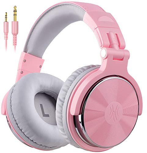 OneOdio Wired Over Ear Headphones Hi-Res Studio Monitor & Mixing DJ Stereo Headsets with 50mm Drivers and 1/4 to 3.5mm Jack for AMP Computer Recording Podcast Keyboard Guitar Laptop - Light Pink