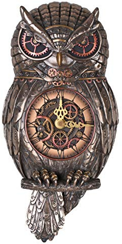 Steampunk Wanduhr Eule Dekouhr Braun Tierfigur Hängeuhr Uhr Uhu Wandfigur Vogel Figur wu77195a4 Palazzo Exklusiv