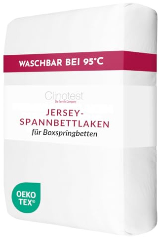 Clinotest Spannbettlaken 90x200cm – 95°C waschbar, kochfestes Spannbetttuch aus Polyester-Baumwoll-Mix – Bis zu 40 cm Steghöhe – Atmungsaktives Bettlaken für hohe Matratzen, Boxspringbett, 180g/m²
