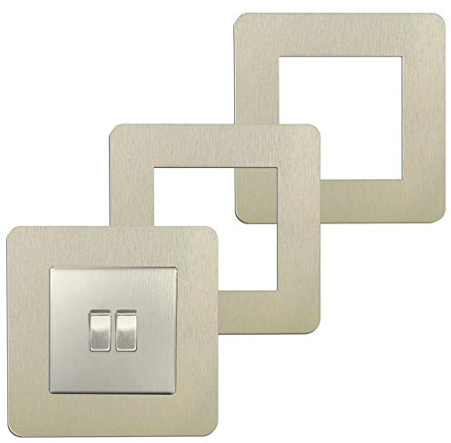 DECHM (3 piezas) Marco envolvente de interruptor plata/dorado, cubierta de interruptor, pegatina de interruptores, placa de interruptor, extraíble y de doble cara, 8.6 x 8.6 cm