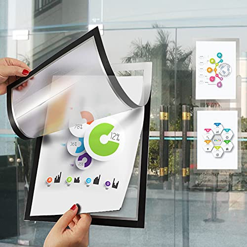 GRAFBURG Magnetrahmen DIN A4 – Selbstklebender Inforahmen mit Magnetverschluss, beidseitig nutzbar – Silber, 2er Set