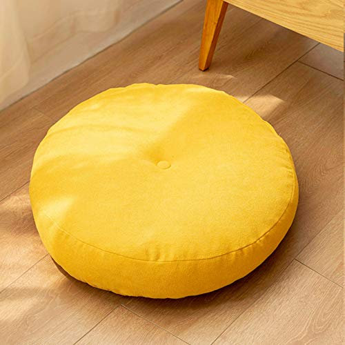 ZZZYZ Cord Runde Bodenkissen Nachhaltiges Baumwollleinen Meditationskissen Super Soft Atmungsaktiv Yoga Yogakissen Für Wohnzimmer Balkon Dekoration-Gelb 55x17cm(22x7inch)