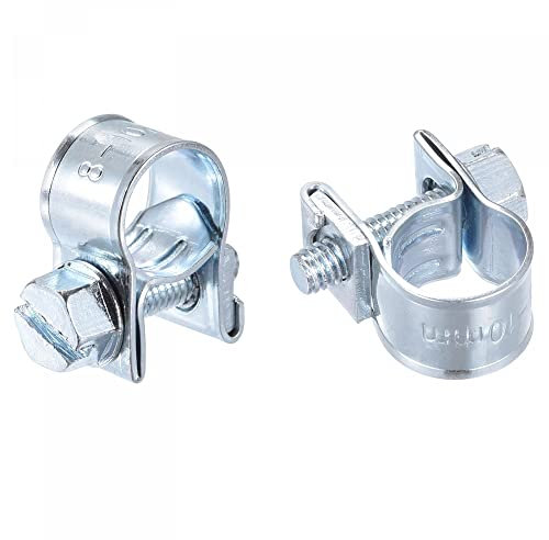 sourcing map 8-10mm Mini Fuel Injection Hose Clamp Zinc Plated Steel Fuel Line Clamp 10pcs