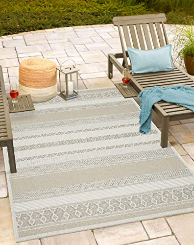 Mia's Teppiche Adora - Alfombra Moderna, de Estilo Boho, Apta para Interiores y Exteriores, Especialmente Plana, Ideal para la Cocina y el Comedor, Beige, 080x150cm