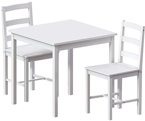 Vida Designs Yorkshire - Set di tavolo da pranzo e sedie da cucina (bianco, 2 posti)