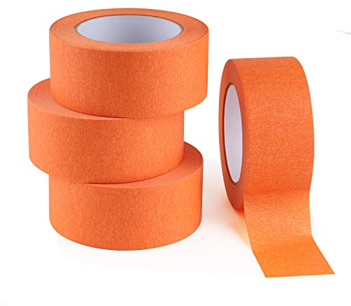 Lichamp 4 Pack Orange Painters Tape 2 inch Wide, Medium Adhesive Orange Masking Tape Bulk Multi Pack, 2 inch x 55 Yards x 4 Rolls (220 Total Yards)