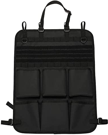 HUNTVP Taktisch Auto Rücksitz-Organizer MOLLE Rückenlehnenschutz Fahrzeug Vordersitz Rückenlehnentasche Autositz Aufbewahrungstasche, Tactical Car Seat Back Organizer, Schwarz