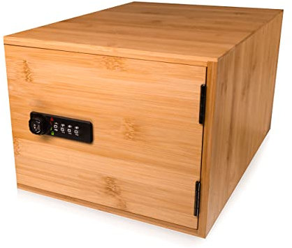 surebox Lockable Box - Bamboo - 12 Litre Lock Box - 4 Digit Combination Lock - Premium Smart Secure Home Storage