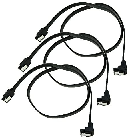 Heyous 3 cables SATA de ángulo recto de 90 grados para SATA 3.0 SATA 3 cables 6 GB/S, color negro