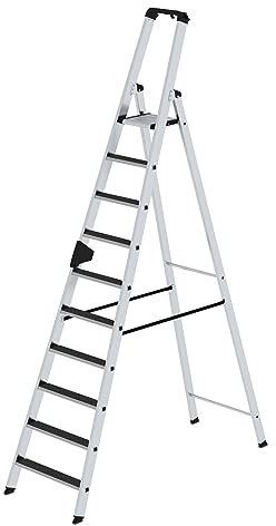 PROREGAL Stufen-Stehleiter | einseitig begehbar mit Clip-Step R13 | 10 Stufen | Leiter, Teleskopleiter, Trittleiter, Bockleiter, Sprossen-Doppelleiter