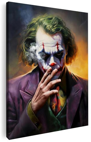 Artmazing | Joker Bild Bunt | S-Art Bilder Modern | Leinwandbild XXL für Wohnzimmer | Wandbild Deko | Buntes Poster für Wand