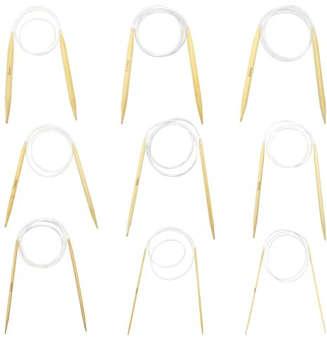 9 Sizes Circular Knitting Needles Bamboo Set, Double Pointed Knitting Needles, Natural Bamboo Circular Knitt-ing for Beginners and Professionals (2.5/3.5/4.5/5.5/6/7/8/9/10 mm)