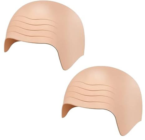 Glatze perücke,Latex Haut Farbe Glatze Maske,Glatzenkappe Latex,Glatzenkappe Herren,Glatzenkappe Kinder,Geeignet für Halloween Fancy Dress Cosplay(2Stück)