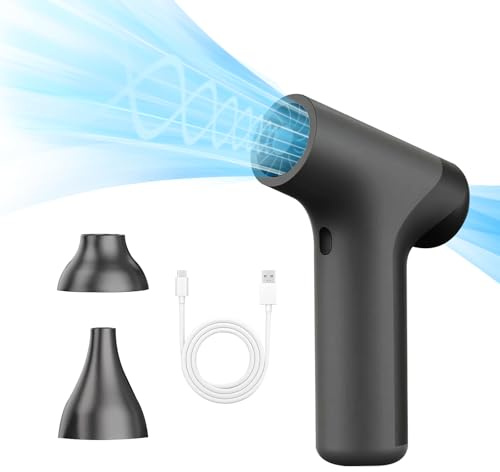 Amagogo Turbo Blower Jet Fan, 4 Velocità Elettrico Aria Compressa, Cordless Soffiatore Portatile, Protezione Intelligente e Ricaricabile, Aspirapolvere Per Tastiera, Auto, Divano, Attrezzature, nero