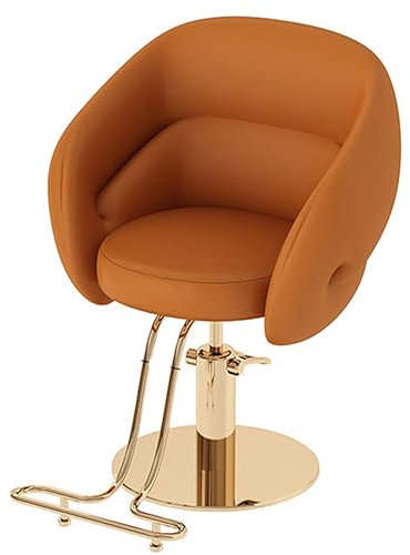 Llchaensc Professioneller Friseurstuhl Mit 360° Drehung Und Hydraulischer Pumpe, Barberstuhl Höhenverstellbar, Kapazität 150 Kg Frisörstuhl Für SPA Schönheit,Gold,E