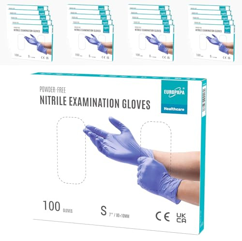 EUROPAPA® 2000 Stück (20x100) Nitrilhandschuhe Box Einweghandschuhe, Einmalhandschuhe, Untersuchungshandschuhe, puderfrei, ohne Latex, unsteril, latexfrei, disposible gloves (S, Lila)