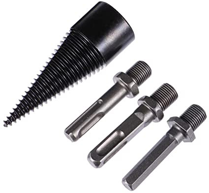 Sosoport Power Tool Set 4pcs Cone Kindling Firewood Splitter Drill Bit Heavy Duty Screw Cone Drill