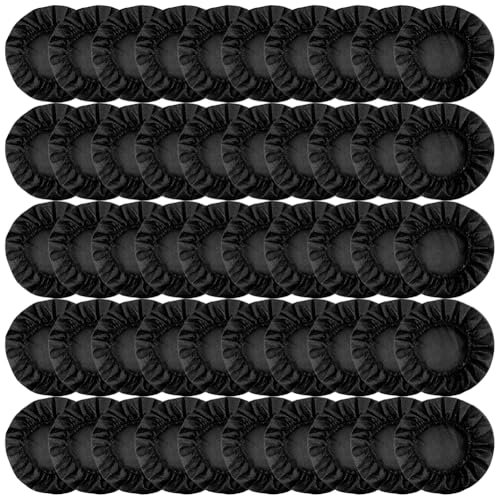 Fundas para Auriculares,Funda Transpirable para Auriculares,Fundas para Almohadillas Auriculares Desechables,Non Woven Fabric Fundas para Almohadillas,Lavable,Elástica,Reutilizable,50 Piezas,Negro