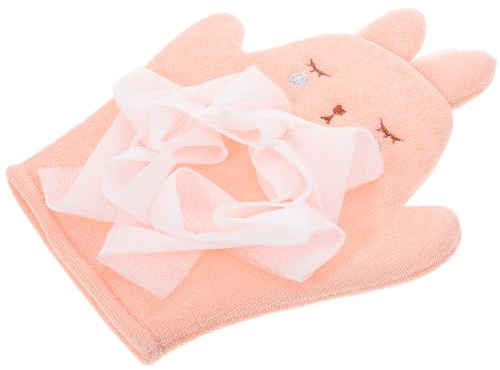 Babybadehandschuh Doppelseitig Rosa Hase aus Polyester | Babys, Leicht und Handlich, Sanft zur Zarten Haut, Niedliches Tierdesign