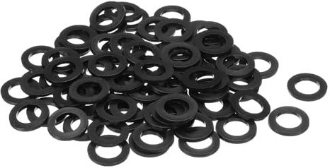 sourcing map 120 rondelle piatte M12 in nylon, diametro interno 12 mm, diametro esterno 20 mm, spessore 2 mm, anello di tenuta per guarnizione in foglio di plastica, colore nero
