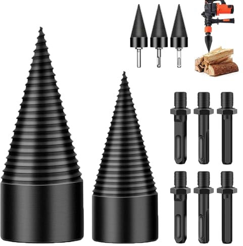 Set spaccalegna conico con punte coniche da 32 mm + 42 mm, punte per spaccalegna da ardere, spaccalegna a spirale, spaccalegna a vite conica per la casa (32 mm + 42 mm)