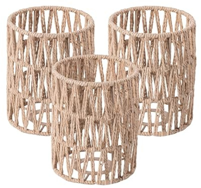 BBTISG 3 Pcs Rattan Lampshade, Boho Small Rattan Lampshade Replacement Chandelier Shades Basket Light Fixture for Dining Room Bedroom Restaurant