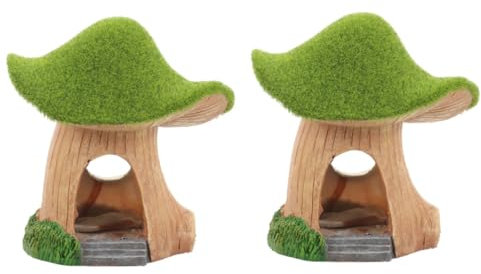 YARNOW 2pcs Betta Fish Tank Accessories Resin Mushroom House Fish Tank Cave Decorations