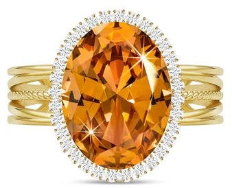 Linawe Falscher Diamant Ringe Frauen, Moissanite Damenring Modeschmuck Jewelry, Ring mit Stein Verstellbar Fingerring, Statement Ring Schmuck aus Gold/Silber