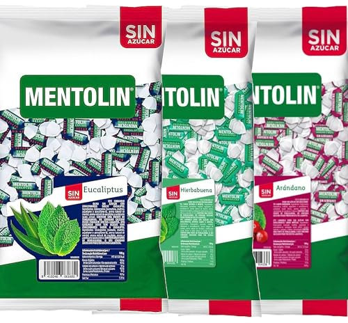 MENTOLIN PACK 3 Kg caramelos sin azúcar para la tos Eucaliptus & Hierbabuena & Arandano