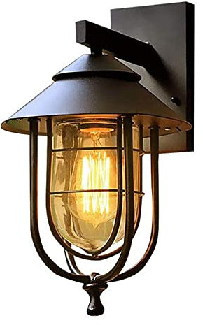 Generico Lampada a Muro, Applique da Parete for Esterni, Applique da Parete Impermeabile in Stile Industriale con Ferro battuto con Finitura Nera Opaca for Patio, Garage