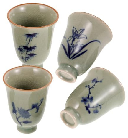 TOPPERFUN 4piezas Tazas De Cerámica Pintadas Mano De Tazas De Kungfu Utensilios Para Degustación De Decoración Cultural Para y
