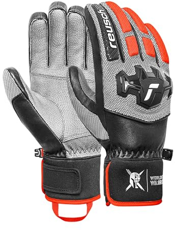 Reusch Worldcup Warrior Team Skihandschuhe – Unisex Racinghandschuhe mit TecFill-Isolierung, Fingerpolsterung, Knöchelschutz, Vollleder, Winddicht, atmungsaktiv, für Profis im Skirennsport