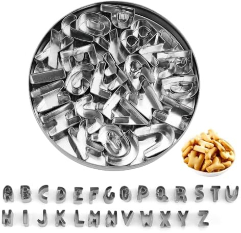 GXGM Cortador de Galletas, Alfabetos, Letras de Fondante, Molde de Galletas DIY de Cocina Molde de Acero Inoxidable Alfabeto de Cocina Gadget para Hornear Accesorios Conjunto