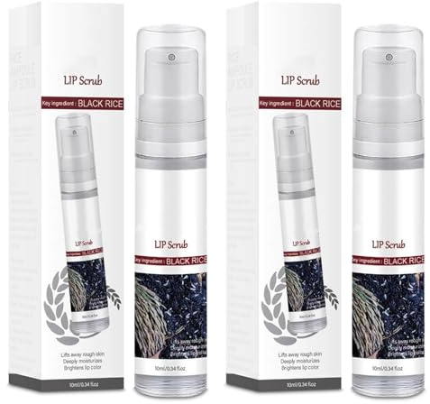 Lot de 2 exfoliants pour les lèvres, gommage au riz, baume à lèvres, réduit les rides, masque de nuit hydratant pour les lèvres (black)