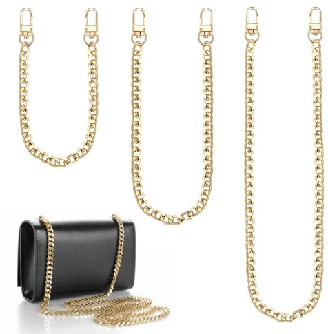 3 Stück Taschenkette, Kettenriemen, 40cm, 60cm und 120cm, Gold Taschenkettenriemen, Metall-Schulterriemen für Taschen, Handtaschenketten, Umhängetaschen, Handtaschen-Ersatzketten zum Selbermachen